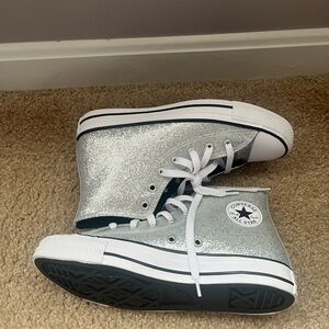 Converse Kids Glittery Sparkly Silver Sneakers - Size - 5.5